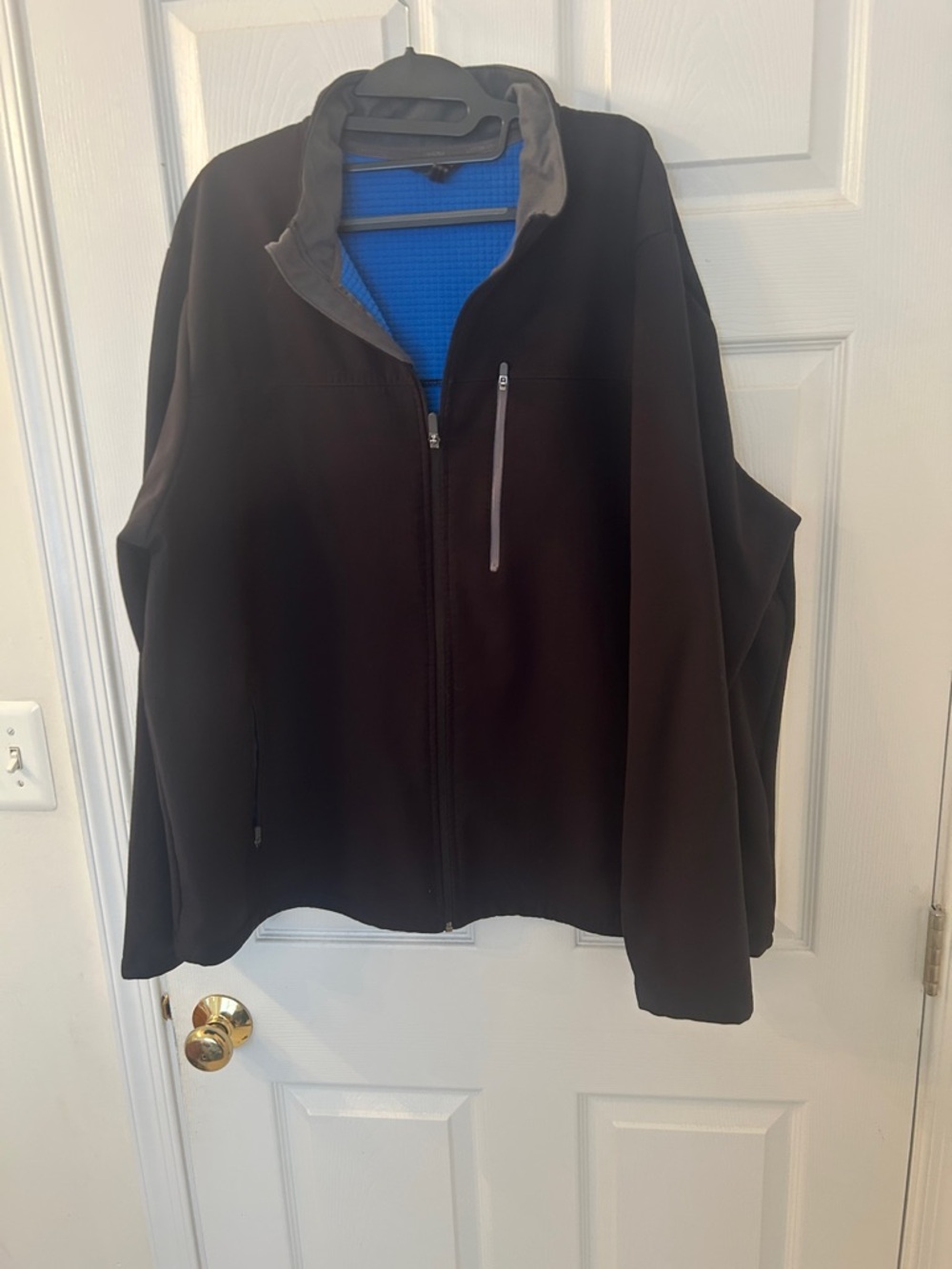 Lands' End Blue Waffle-Texture Fleece Jacket with Black Trim